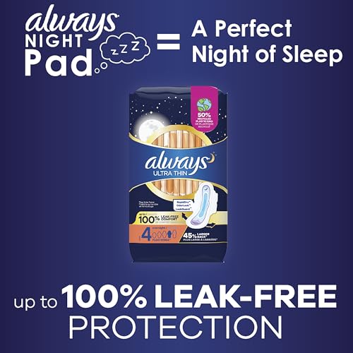 Always Ultra Thin Feminine Pads for Women, Size 5, Extra Heavy, Overnight Absorbency Always