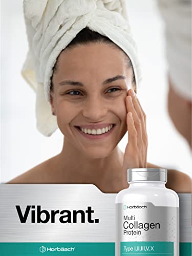 Multi Collagen Protein 2000 mg | 180 Capsules | Type I, II, III, V, X | Collagen Peptide Pills Horbäach