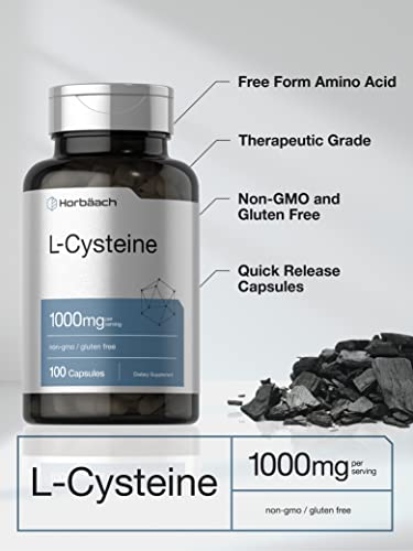 L-Cysteine 1000mg | 100 Powder Capsules | Non-GMO, Gluten Free Supplement
