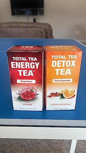 Total Tea Detox Tea & Energy Tea Set - 25 Day Detox Tea - Herbal SIim Tea Total Tea