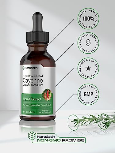Cayenne Pepper Liquid Extract | 2 fl oz | Vegetarian, Non-GMO, Gluten Free Supplement Horbäach