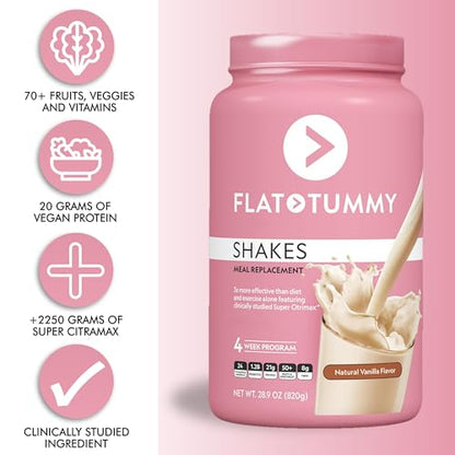 Flat Tummy Tea Meal Replacement Shake – Vanilla, 20 Servings - Plant Based Protein