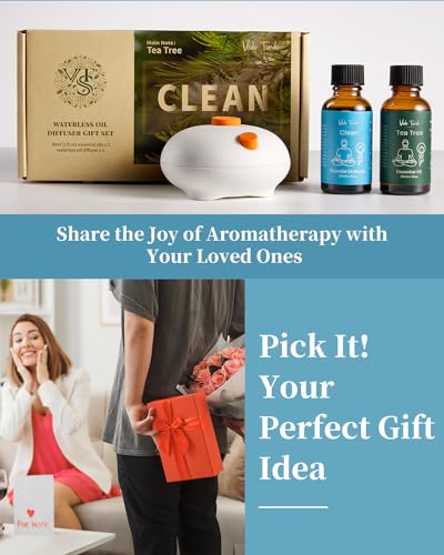 VTS Waterless Diffuser with Essential Oils Set, Tea Tree Essential Oil Aromatherapy Gift Set VEDA TINDA SCENT