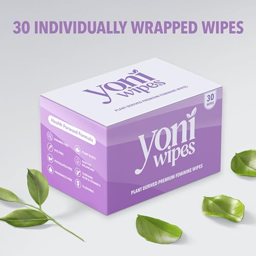 Yoni Wipes - 30 Count Biodegradable & Flushable Feminine Wipes, pH-Balanced, Aloe Vera & Vitamin E Yoni Wipes