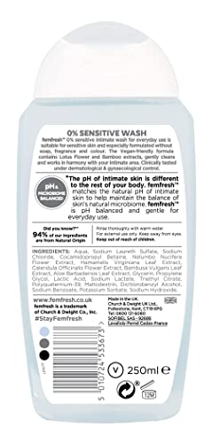 Femfresh Intimate Skin Care 0% Wash, 250ml Femfresh
