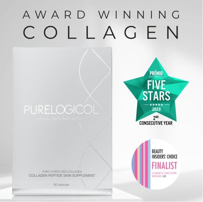 Collagen Tablets, Best Hydrolysed Protein Peptide Skin Supplement - 90 x Collagen Capsules x 800mg Purelogicol