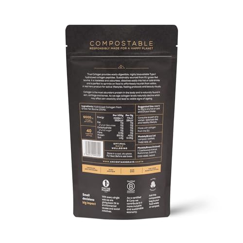 Ancient + Brave True Collagen 200g - Grass-Fed Bovine Collagen Powder - 100% Hydrolysed Collagen Ancient + Brave