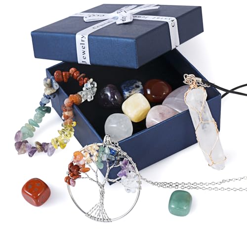 WVIOUOPU Healing Crystals and Chakra Stones Set - 13 Pcs Real Raw Healing Chakra Stones 