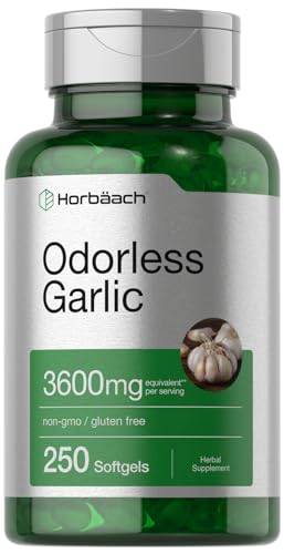 Odorless Garlic Softgels | 250 Count | Ultra Potent Garlic Extract | Non-GMO & Gluten Free 