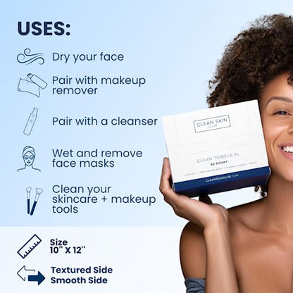 Clean Skin Club Clean Towels XL, Dermatologist Approved, 100% USDA