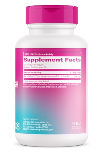 Pink Stork Black Cohosh Supplements for Women - Perimenopause & Menopause Support Pink Stork