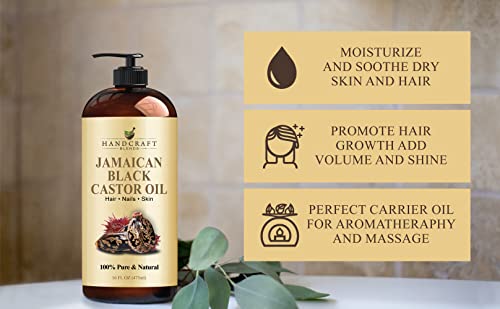 Handcraft Blends Jamaican Black Castor Oil for Hair Growth, Eyelashes and Eyebrows Handcraft Blends