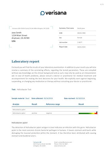 Candida & Helicobacter Test – Lab Testing Kit for Diagnosing Candida and H Pylori in Your Gut – Home Stool Test Verisana
