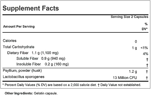 ANDREW LESSMAN Fibermucil 60 Capsules –Psyllium Husk Powder. Gently Promotes Regularity ANDREW LESSMAN
