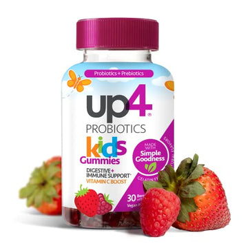 up4 Kids Probiotic Gummies, Digestive and Immune Support with Prebiotics and Vitamin C