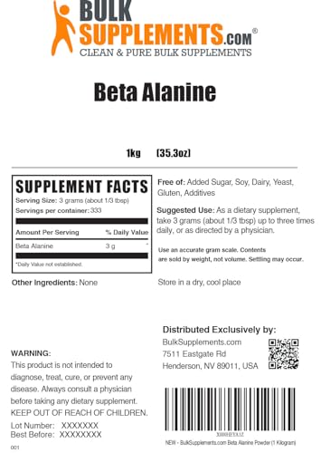 BULKSUPPLEMENTS.COM Beta Alanine Powder - Beta Alanine Pre Workout, Beta Alanine BULKSUPPLEMENTS.COM