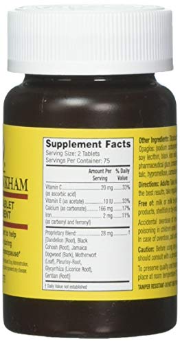 Lydia Pinkham Herbal Supplement Tablets for Menstruation and Menopause Support, 150 Count Lydia Pinkham