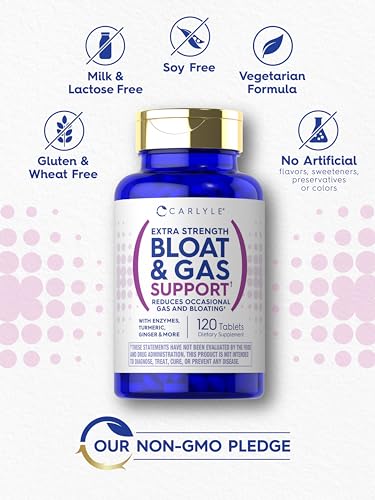 Carlyle Bloat & Gas Support for Men & Women | 120 Tablets | Extra Strength Pills | Supplement