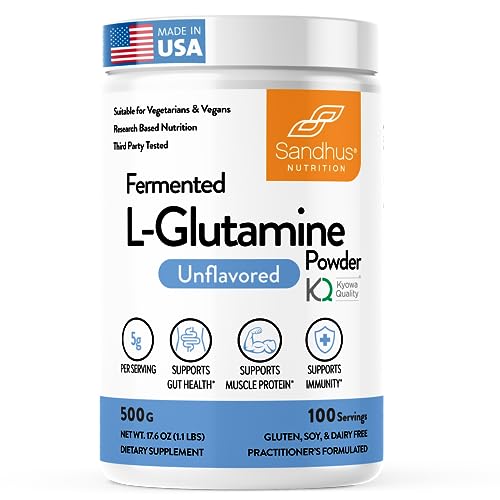 Sandhu's L-Glutamine - 100 Servings -Made in USA -500 Gram- Non-GMO- Amino 