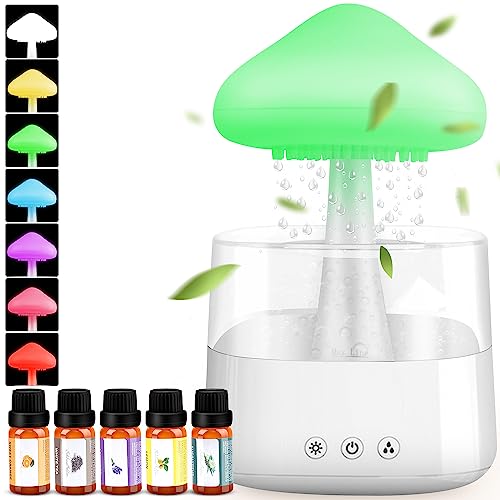 Mushroom Humidifier with Essential Oils, Night Light with 7 Changing Colors, Desk Cloud Lights
