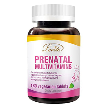 Lovita Prenatal Vitamins with Iron 27 mg, Folic Acid 800mcg & Calcium, Vegan Prenatal Vitamins