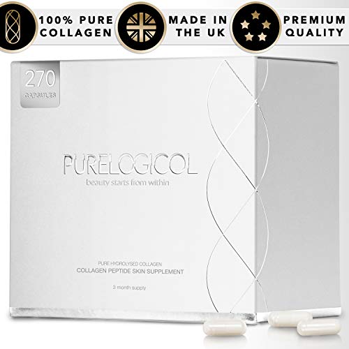 Collagen Supplement, Best Hydrolysed Collagen Peptides, 3 Months Supply for Younger Looking Skin Purelogicol