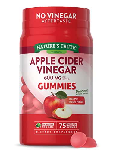 Nature's Truth Apple Cider Vinegar Gummies | 600 mg | 75 Gummies | Natural Apple Flavor