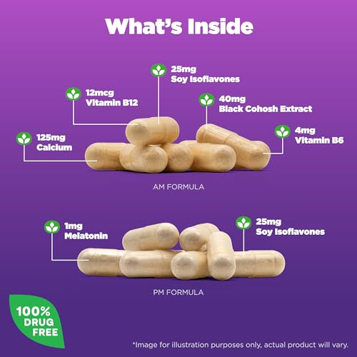 Natrol Complete Balance A.M./P.M. Capsules for Menopause Relief, Helps Relieve Hot Flashes and Night Sweats Natrol