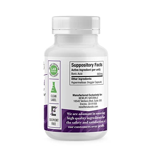 NewLife Naturals Boric Acid Suppositories for Women - 600mg NewLife Naturals