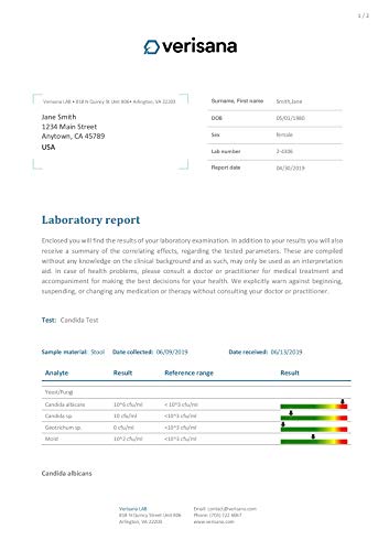Candida & Helicobacter Test – Lab Testing Kit for Diagnosing Candida and H Pylori in Your Gut – Home Stool Test Verisana