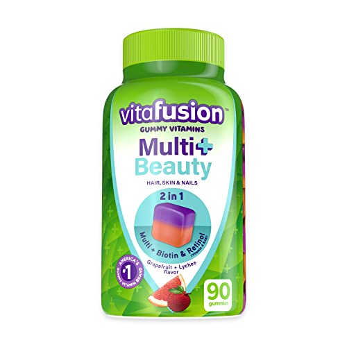Vitafusion Multivitamin Plus Beauty – 2-in-1 Benefits – Adult Gummy with Hair, Skin & Nails 