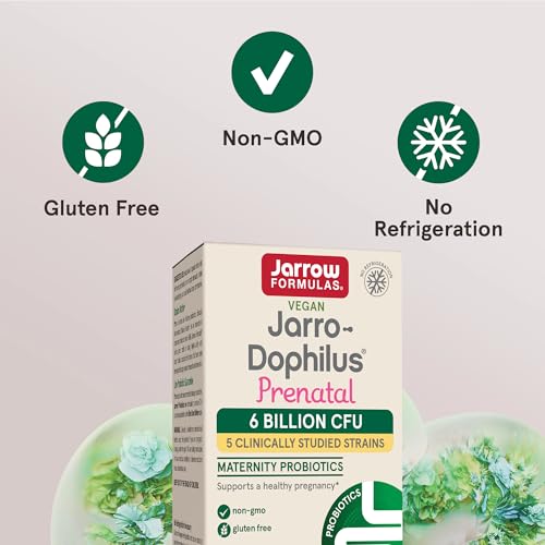 Jarrow Formulas, Jarro-Dophilus Prenatal Veggie Capsules, 6 Billion CFU, 30 Count (Pack of 12) Jarrow Formulas