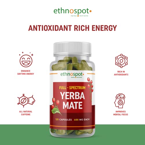Full Spectrum Yerba Mate Capsules - Boosts Energy & Mental Focus - Supports Health
