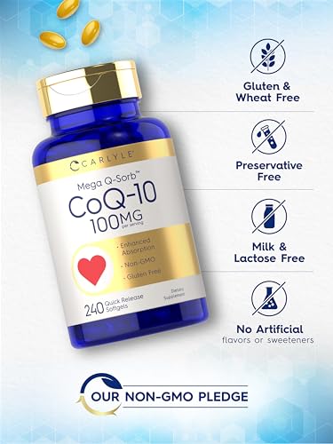 Carlyle CoQ10 100mg | 240 Softgels | Mega Q-Sorb Coenzyme Q-10 | with Black Pepper Carlyle