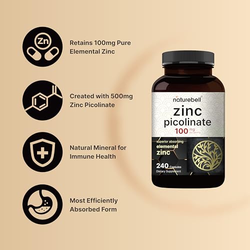 High Potency Zinc Picolinate 100mg - 240 Capsules, Bioavailable Form of Zinc