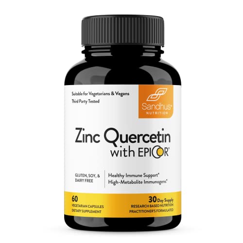 Sandhu's Zinc Quercetin with EpiCor® 60 Vegetarian Capsules - Gluten-Free Zinc 