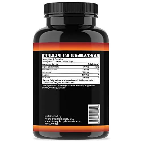 Angry Supplements Monster Test Nitric Oxide Booster Capsules, Extreme N.O Boost