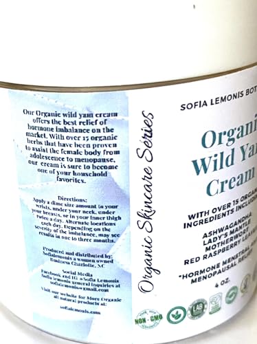 Organic Wild Yam Cream 15 Vitamins & Herbs Hormonal PCOS Menopause Period relief My Store