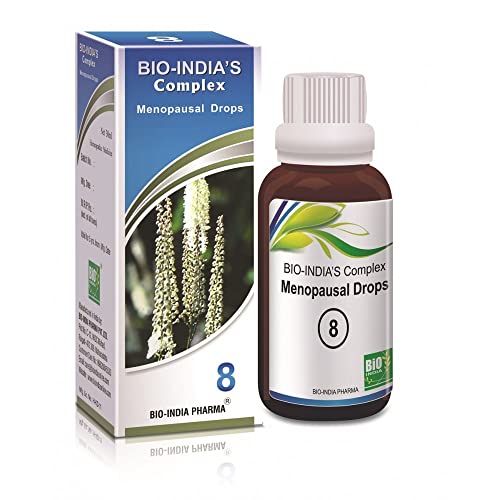 Bio India Menopausal Drops (30ml) for hot flushes, Tension, Mood Swings, Body ache/Free Ujala Eye Drops Bio PureOils