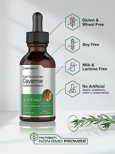 Cayenne Pepper Liquid Extract | 2 fl oz | Vegetarian, Non-GMO, Gluten Free Supplement Horbäach