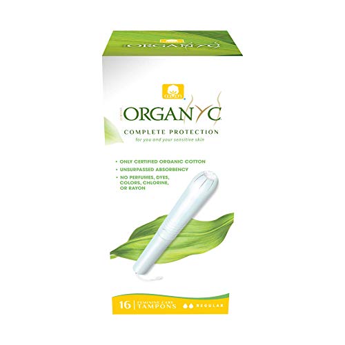 ORGANYC Hypoallergenic 100% Organic Cotton Internal Tampons with Applicator, REGULAR, 16-count