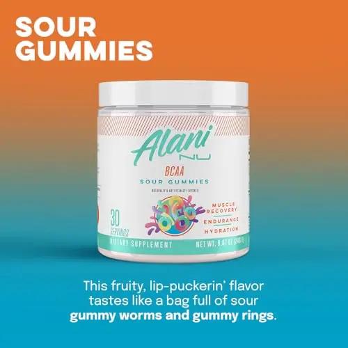 Alani Nu Rainbow Candy Pre Workout and BCAA Sour Gummies Post Workout Powder Bundle | L-Theanine, Beta-Alanine, Citrulline | Branch Chain Essential Amino Acids | 30 Servings per Container