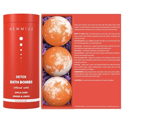 Natural Detox Fizzing Bubble Bath Bombs Apple Cider Ginger & Lemon Essential Oils Cleanse New Miuz