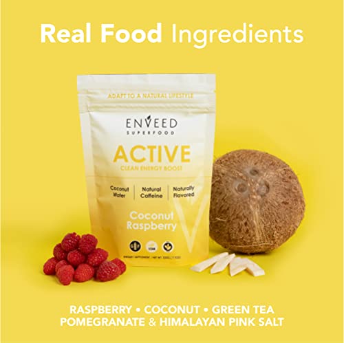 ENVEED SUPERFOOD Active | Natural Caffeine and Adaptogen Pre Workout Powder — Yerba Mate, Green Coffee Beans & Himalayan Pink Salt | Sustained Energy Levels with No Jitters or Crash — 20 Servings