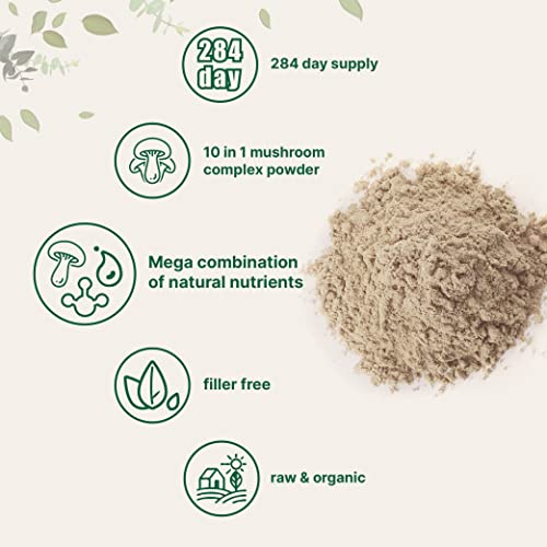 Sustainably US Grown, Organic Mega Mushroom 10 in 1 Complex Formula Powder Micro Ingredients
