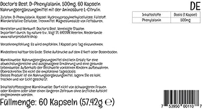 Doctor's Best D-Phenylalanine, Supports Mood, Nervous System, Non-GMO, Vegan, Gluten