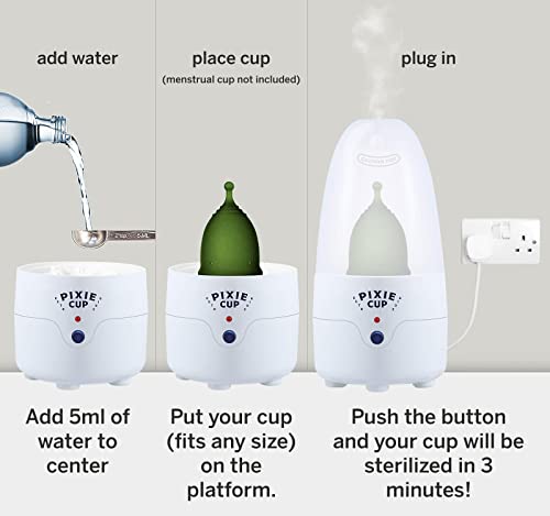 Pixie Menstrual Cup & Disc Steamer Sterilizer - Ranked 1 for The Best Steamer - Kills 99.9% of Germs Pixie Cup