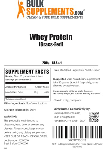 BULKSUPPLEMENTS.COM Grass Fed Whey Protein Powder - Pure Protein Powder BULKSUPPLEMENTS.COM