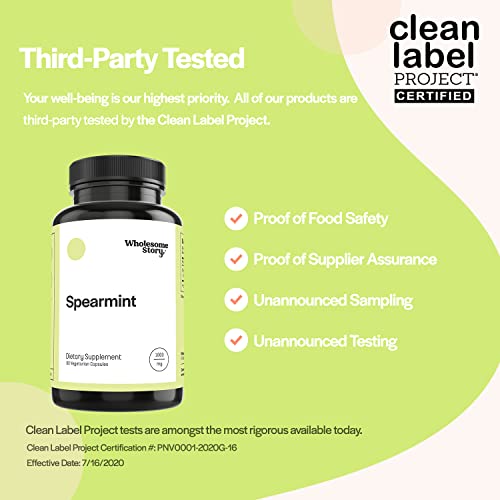 Organic Spearmint Capsules | Great Alternative to Spearmint Tea | 1000mg Spearmint Leaf Wholesome Story