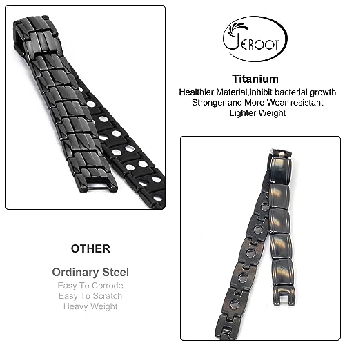 JEROOT Magnetic Bracelets for Men, Pure Titanium Double Row Strong Magnets